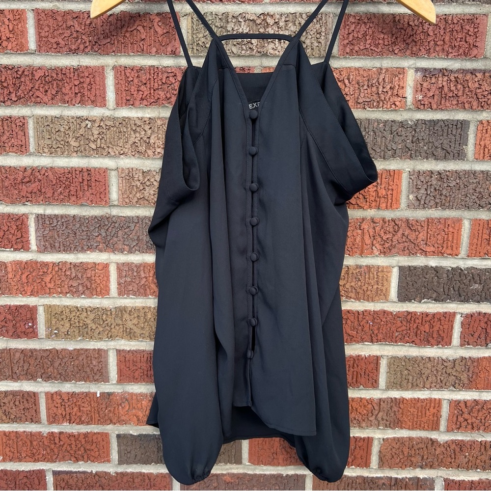 Express Black Chiffon Button Down Front Spaghetti… - image 2